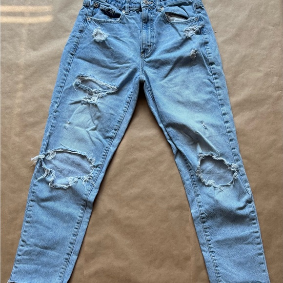 Garage Light Blue Distressed Boyfriend Jeans - Picture 1 of 3